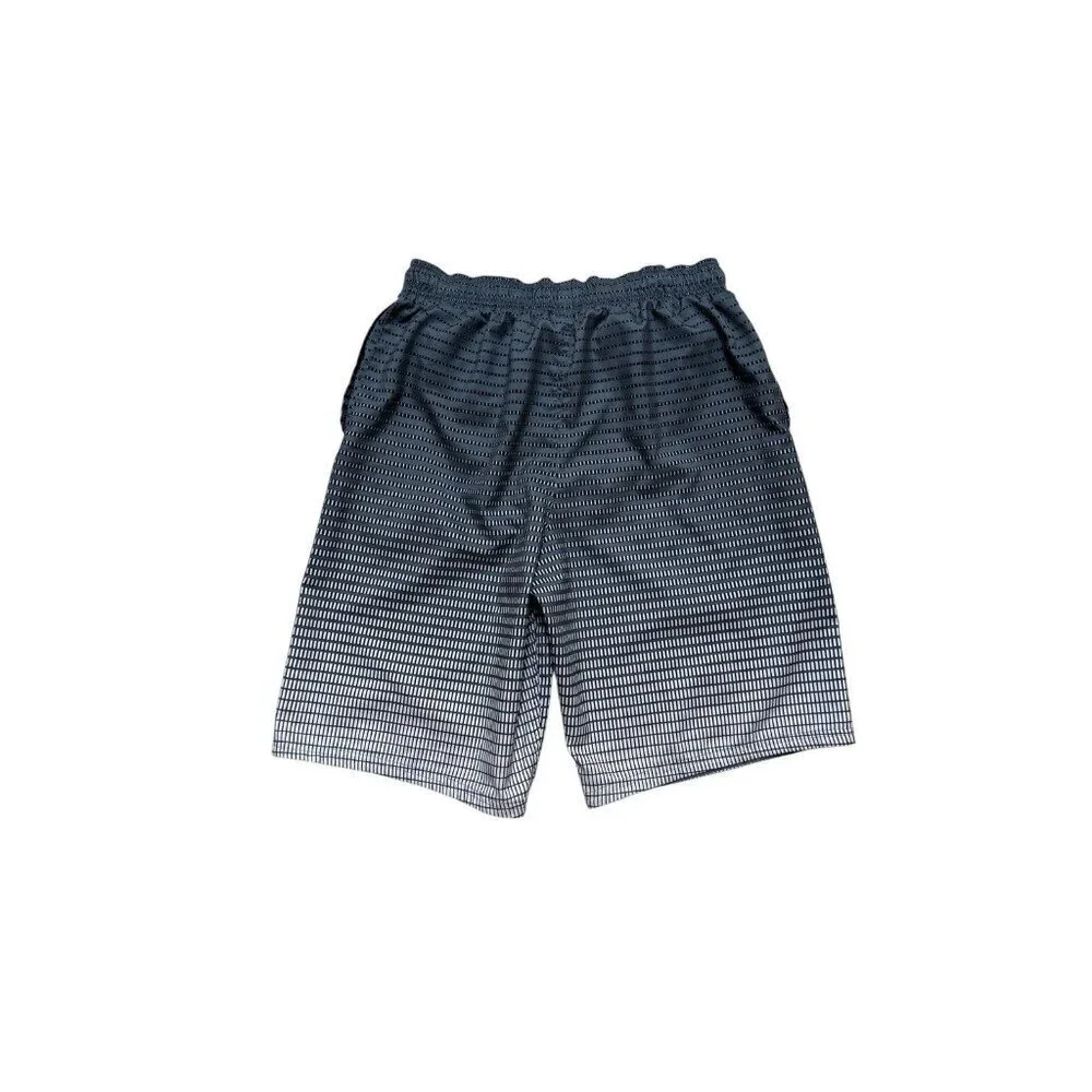 Nike Swim Trunks Mens Medium Black Gray Grid 10” Inseam